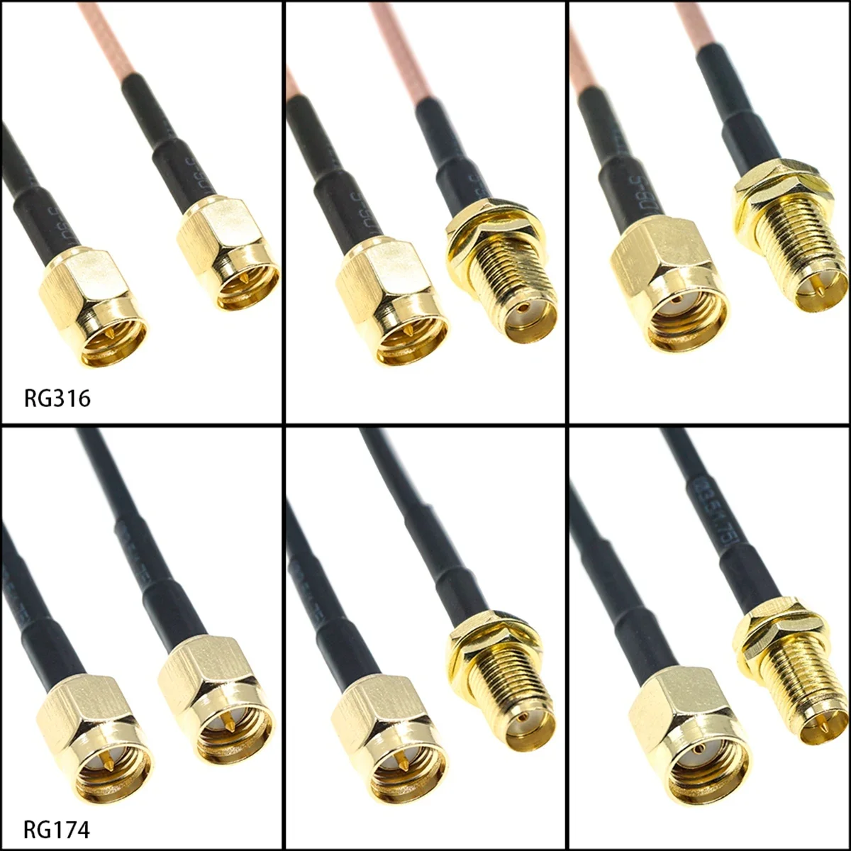 SMA Male Female To SMA Male Female Connector Plug RPSMA Nut Bulkhead Extension RF Coaxial Coax Jumper Pigtail RG316 RG174 Cable
