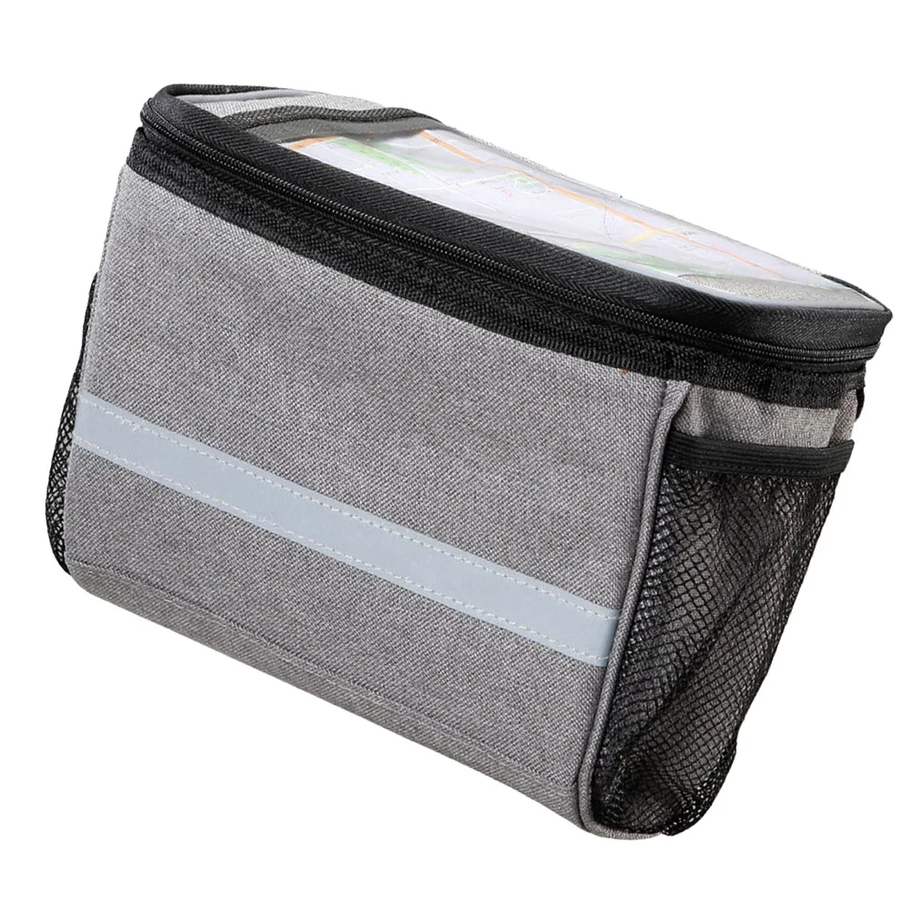 

Premium Basket Handlebar Bag Grey Insulated Thermal Cycling Cooler Food Storage Organizer for Mountain Bike Foldable