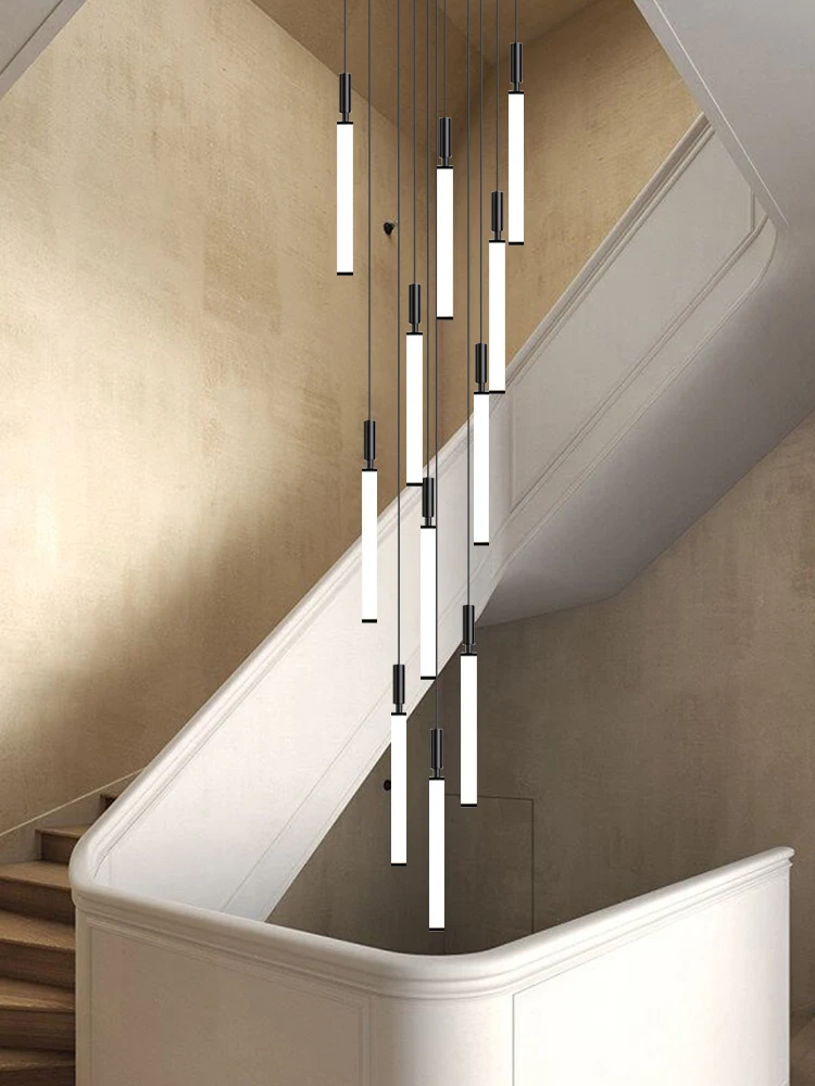

Nordic Style LED Chandelier Hanging Villa Staircase Long Pendent Lamp Designer Bedroom Bedside Lamp Living Room Ceiling Light