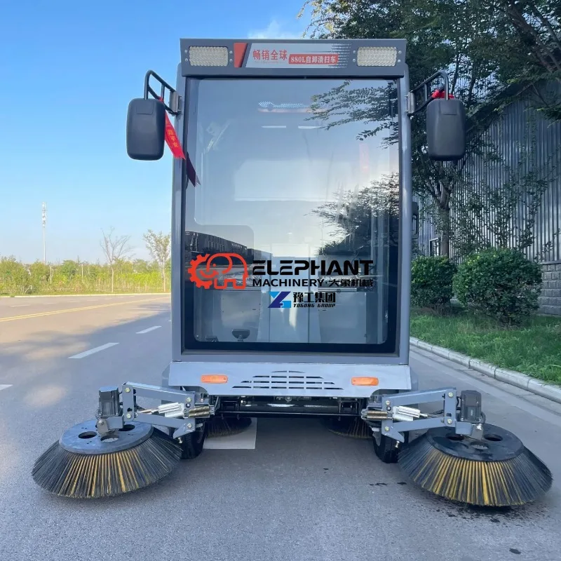 Multi-Functional Sweeper Truck, Electric Road Sweeper with Vacuum High Pressure Washing Snow Removal 2300mm Width