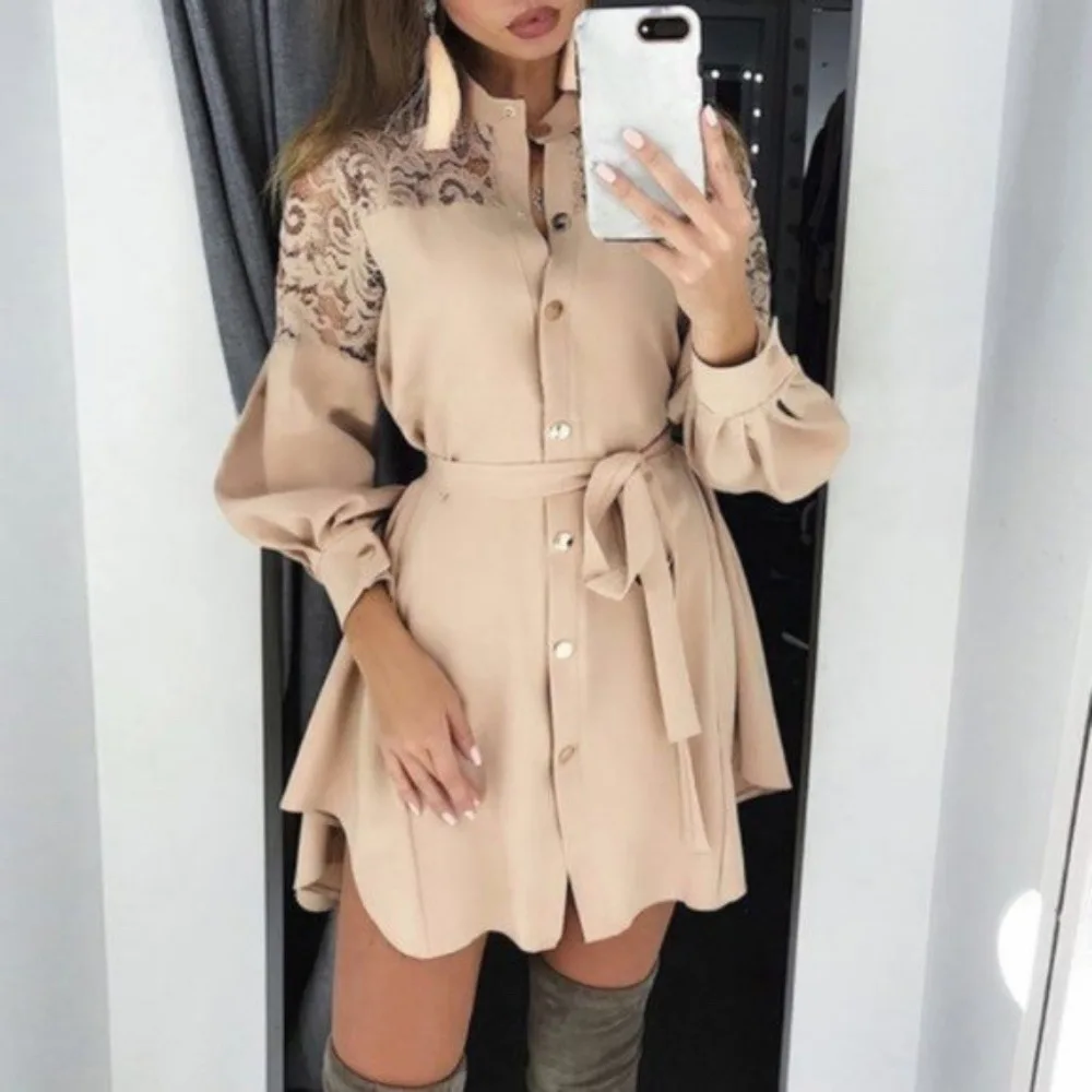 Female Clothing 2025 Autumn And Summer New Style Stitched Lace Sexy Women Solid Color Top Loose Bat Sleeve Sun Protection Dress