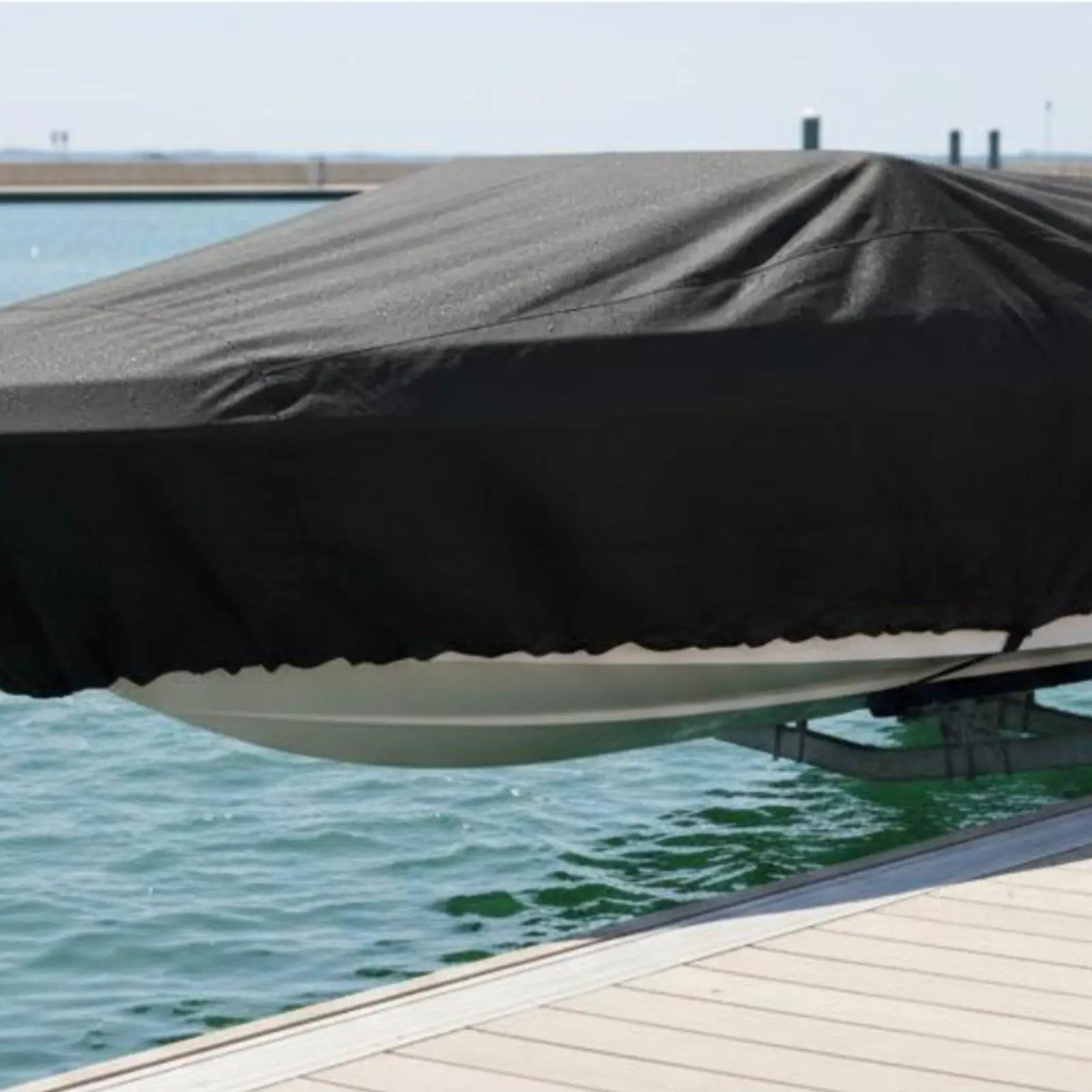 Protective Boat Cover for Speedboat Fishing Canoe 420D Oxford Cloth Windproof Adjustable Straps Dust and Sun Shield