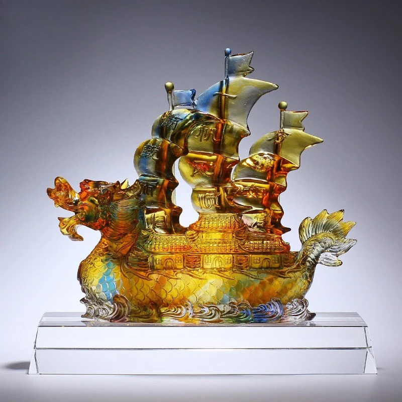 The glazed dragon boat ornament hotel is atmospheric and creative Chinese style