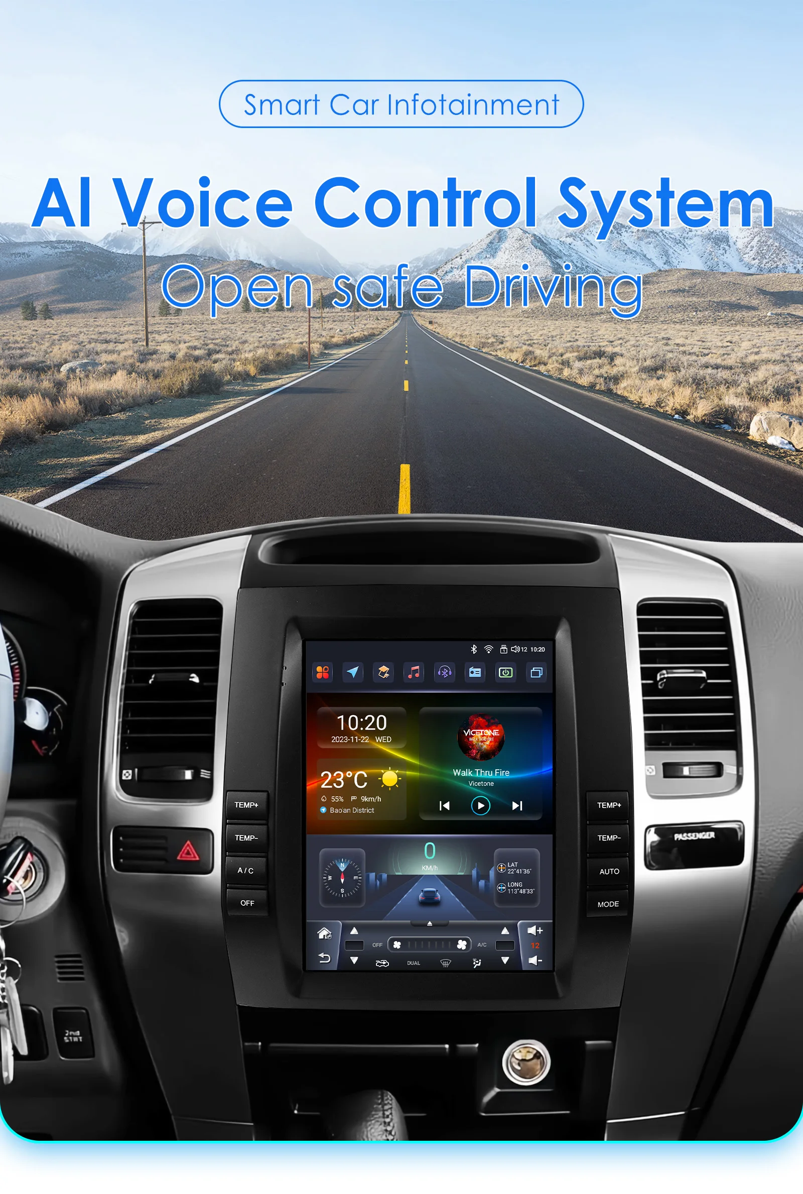 9,7" 2DIN Carplay Android Autoradio für Toyota Land Cruiser Prado 120 Lexus GX470 2002-2009 Multimedia 360° Kamera Intelligenter Bildschirm 7862 RDS DSP 4G Wifi BT Haupteinheit – Detail 1