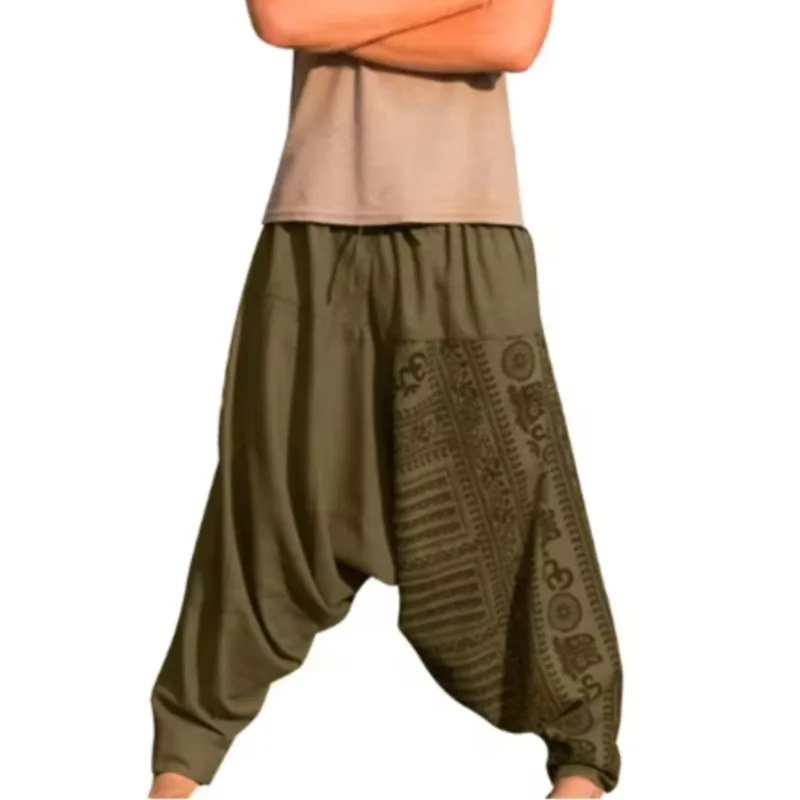 بنطلون رجالي من القطن والكتان ، ساق واسعة ، طول كامل ، أنيق ، صلب ، خصر مرن ، كلاسيكي ، سروال ، الربيع ، الخريف ، #5