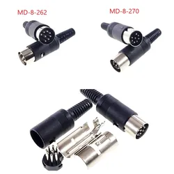 2 Pcs 262 270 Degree 8 Pin DIN Male Plug Header Solder DIY Vertical Circular Push-Pull Power Connector Machined Contacts