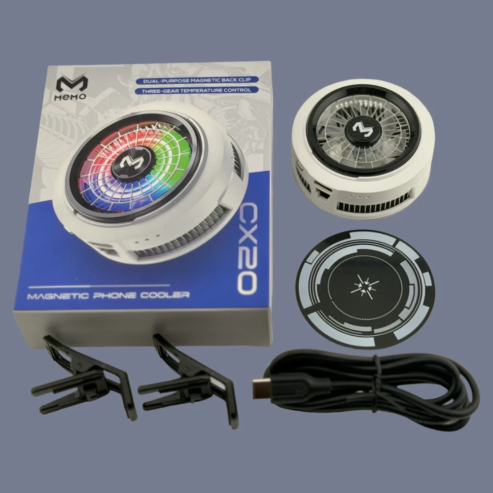 MEMO CX20 Semiconductor Phone Cooler Powerful Cooling Digital Power Display Magnetic Clip 2 in 1 for Mobile Gaming