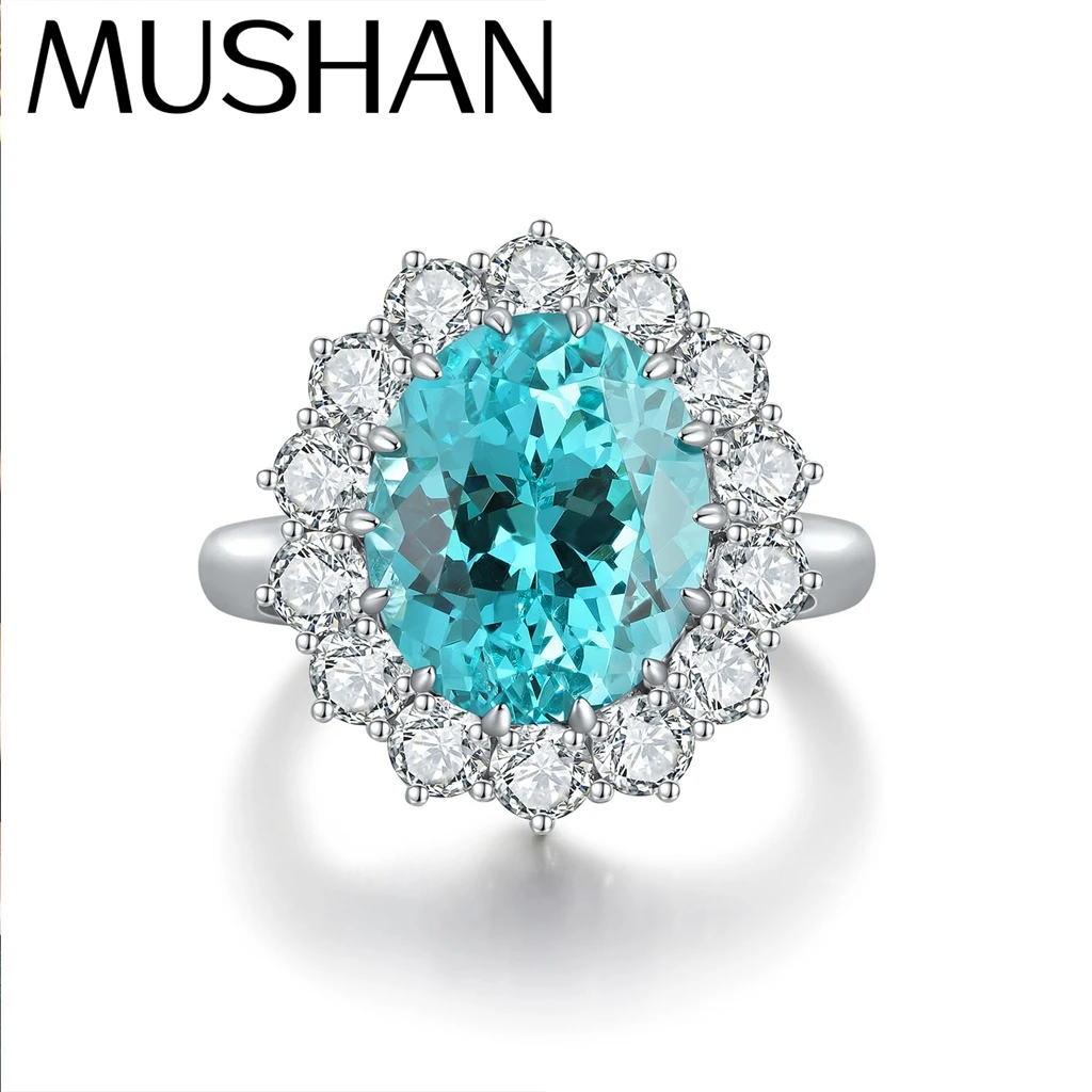 

MUSHAN Custom Jewelry 925 Sterling Silver Ring Lab Red Ruby Heart Wedding Gift for Women 18K Gold Plated Anniversary Rings