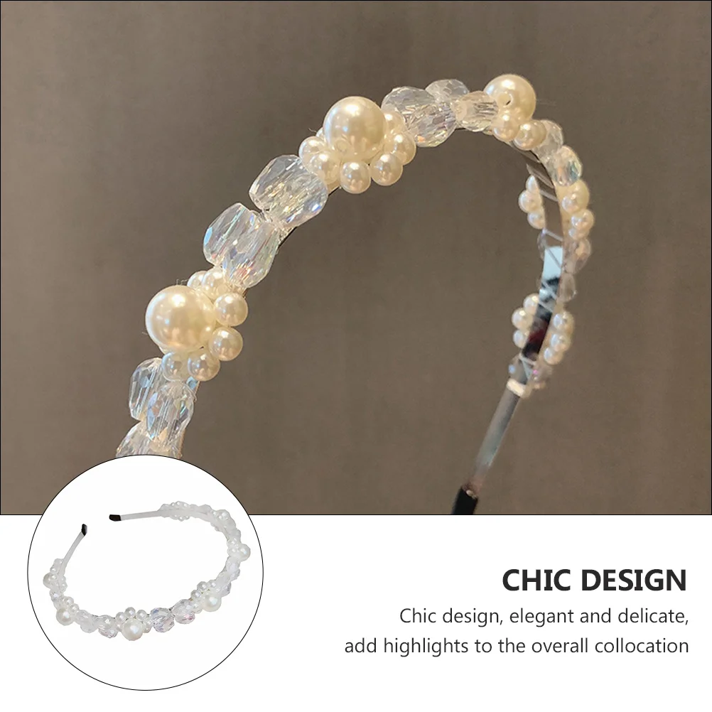 

Crystal Headb Women Hair Hoop Simple Style Headdress Hair Decor Accessory Artificial Bead Daily Wear Party Outfit
