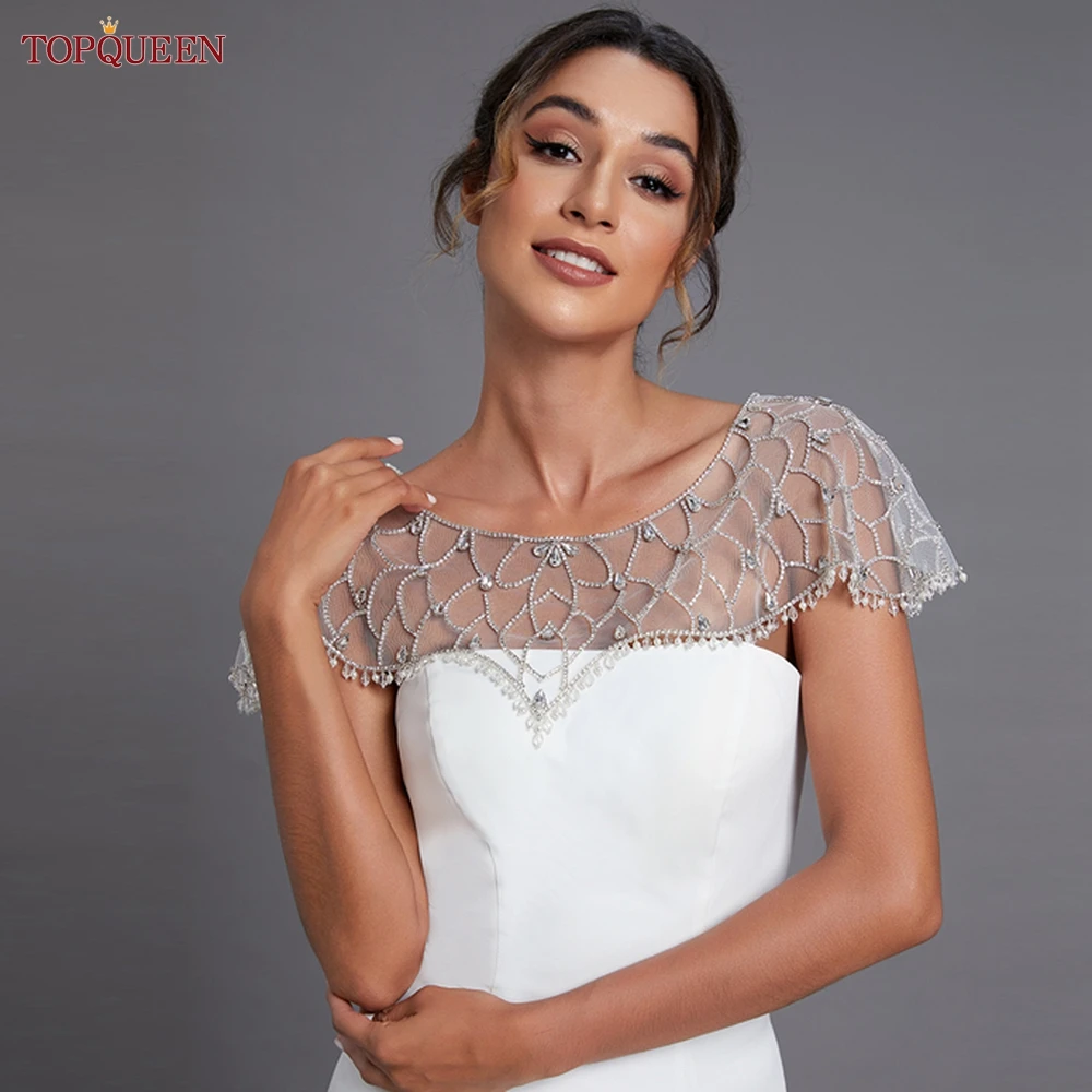 TOPQUEEN SG14 Wedding Wraps mantella da sposa Luxury Party Bolero elegante giacca per la festa nuziale gilet staccabile per il matrimonio fai da te