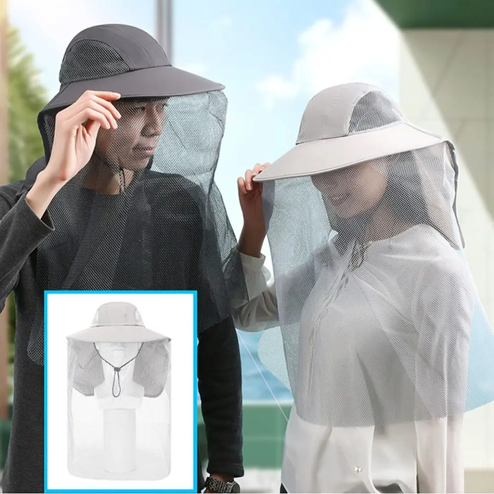 Face Neck Protection Mosquito Hat Outdoor Sunscreen Repellent Protection Fishing Sun Cap Foldable Net Mesh Insect Proof Cap