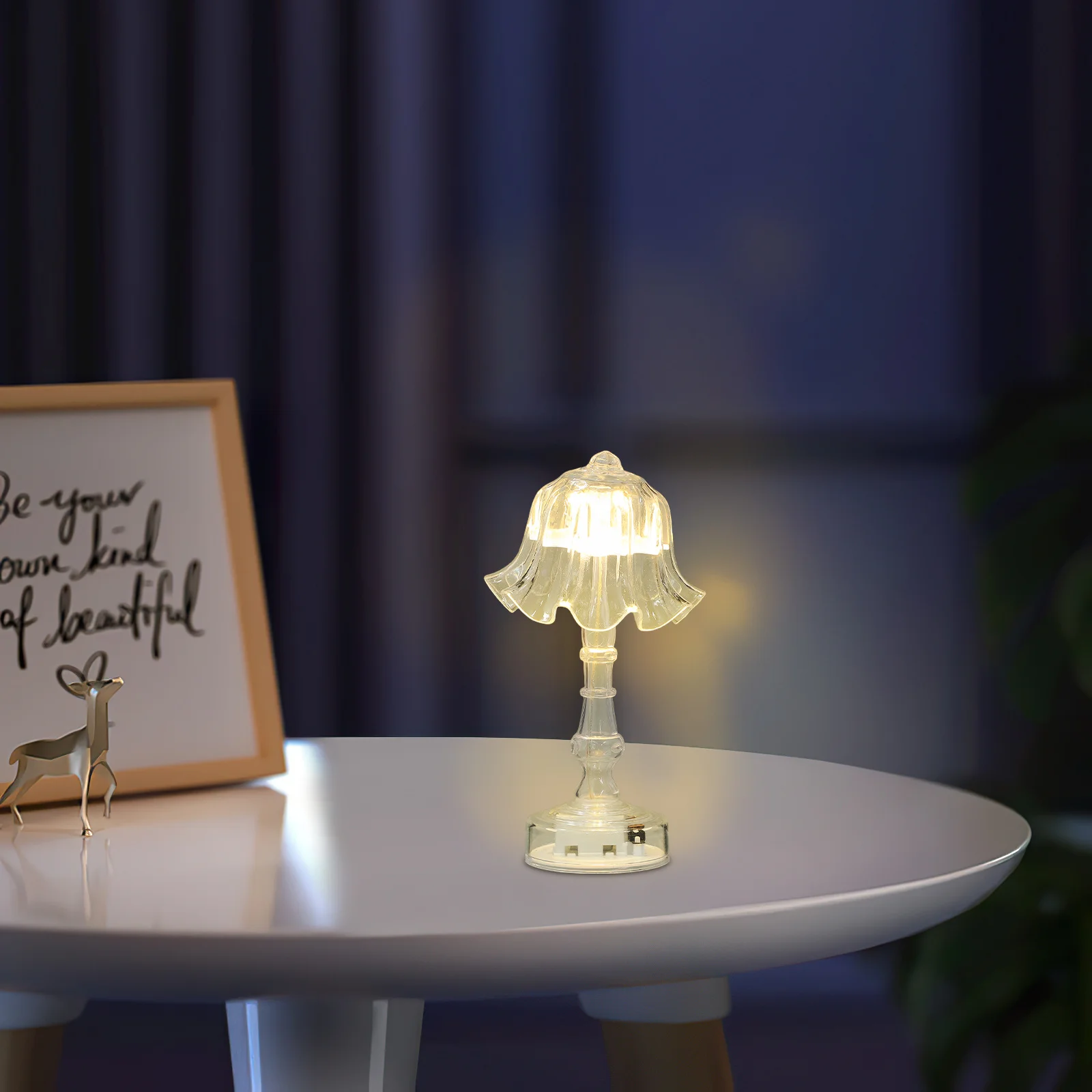 2 قطعة Led ضوء الليل واضح مطوي الجدول مصباح لغرفة النوم المحمولة السرير مكتب الخفيفة-مصباح جو شفاف خمر