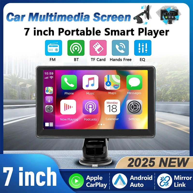 

7Inch Car Multimedia WiFi Player CarPlay & Android Auto, Supports Mirror Link Rearview Camera | Compatible with iOS & Android