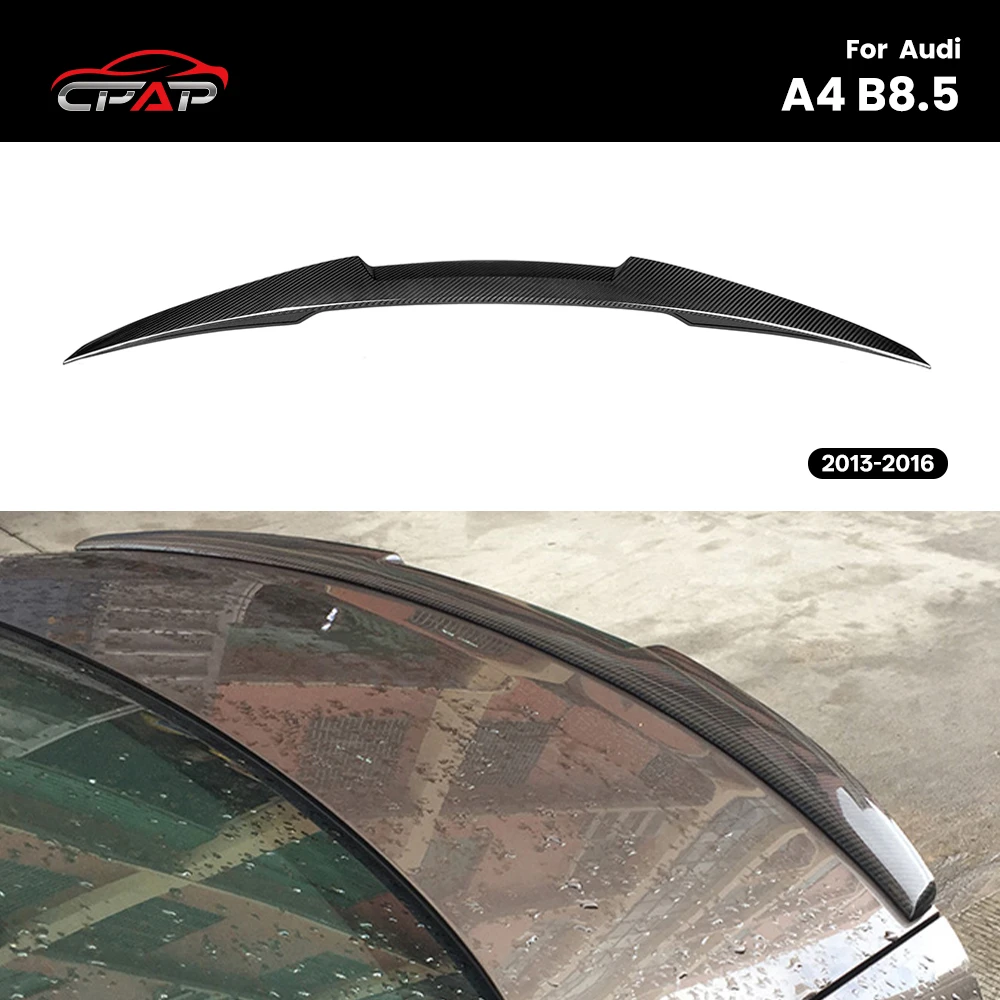 

Real Dry Carbon Fiber Car Rear Trunk Roof Spoiler Wing For Audi A4 B8.5 M4 Style 2013-2016