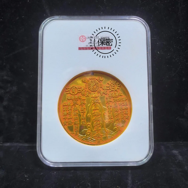 Vintage Miscellaneous Copper Plated Jinshan Haitown Pendant Grading Box Craft Ornament Collection
