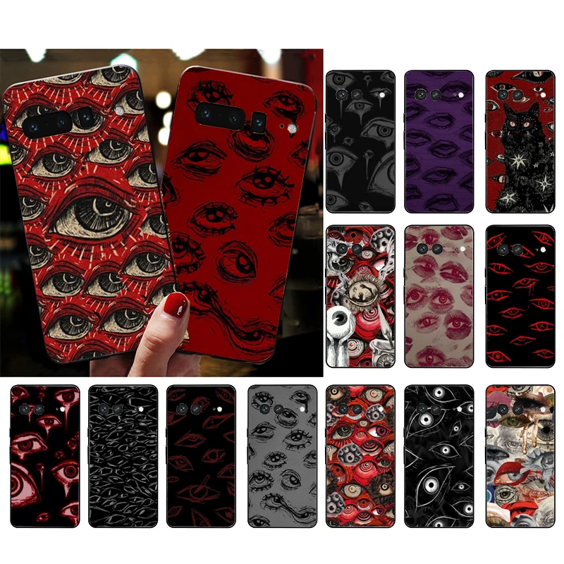 

Scary Face Eyes Phone Case For Google Pixel 9 Pro XL 8 7 6 Pro Pixel 8A 7A 6A 4A 3A 3XL Pixel 8 7 6 5 4