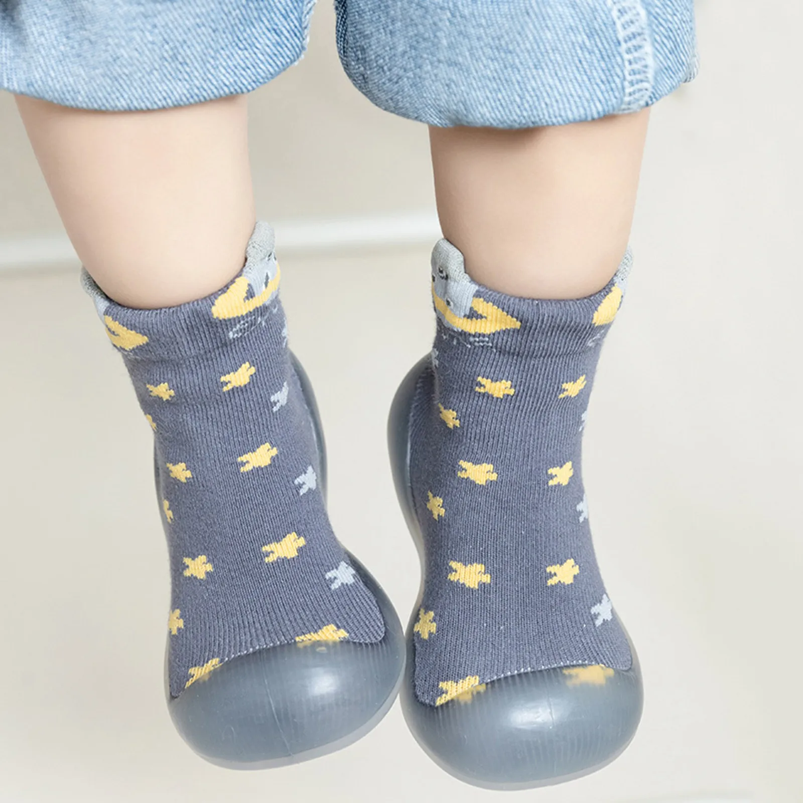 2024 Cartoon Baby Shoes Toddler Indoor Sock Shoes Newborn Boy Shoes Terry Baby Boots Cotton Baby Girl Sock with Rubber Sole