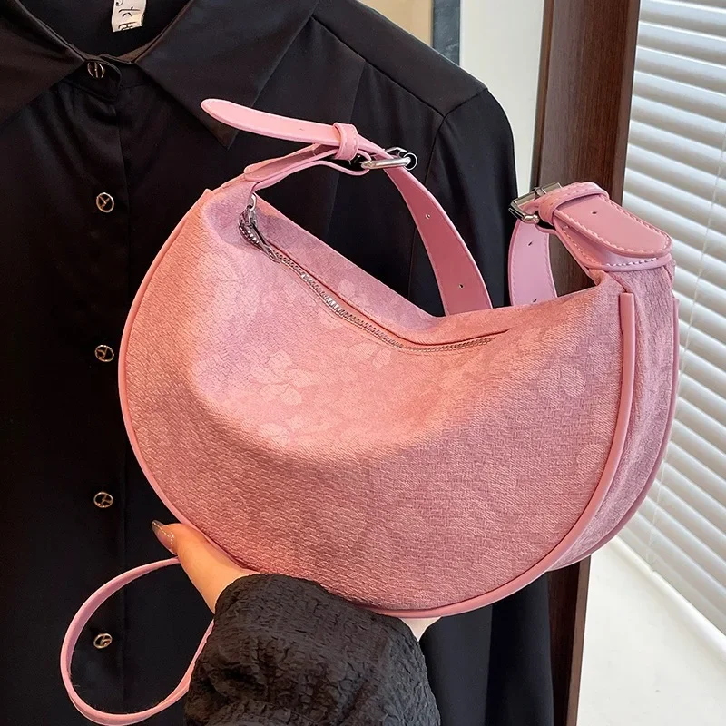 

Women's Premium Crescent Bag - Minimalist Solid-Color Shoulder Purse, Trendy Crossbody Bag for Casual Chic Outfits