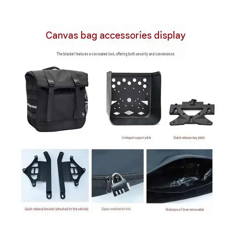 FOR Benda DARK FLAG500 Vintage Waterproof Canvas Motorcycle Side Bag Large Capacity Full-Face Helmet Holder for Motorcycle Tours
