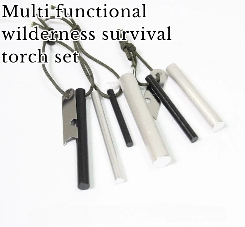 

New Outdoor Survival Flint Combustion Supporting Magnesium Rod Combination Suit Camping Waterproof Equipment Multifunctional