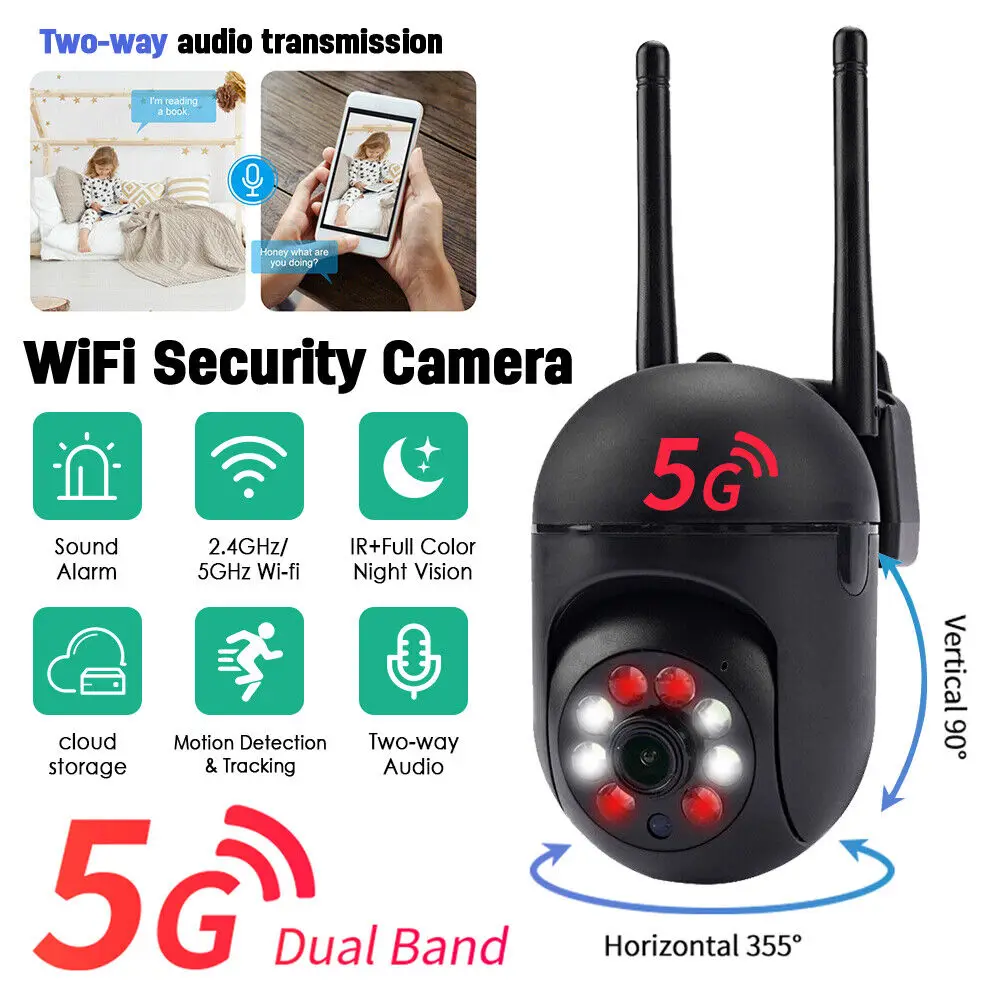 5G 1080P IP Camera Wireless WIFI CCTV PTZ Smart Home Security IR Cam Voice Intercom Outdoor Night Vision Mode Security Cameras