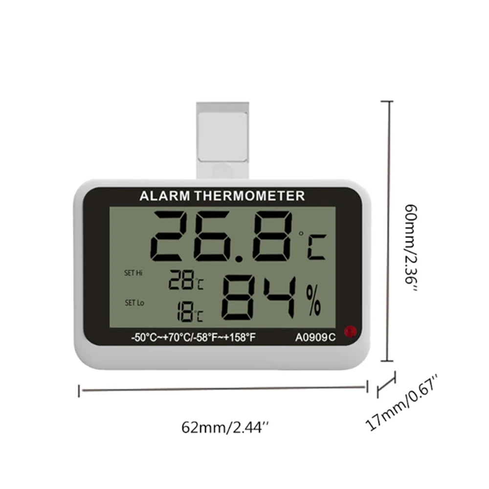 Digital Thermometer Hygrometer Automatic Electronic Temperature Humidity Monitor Large LCD Screen High/Low Temperature Alarm