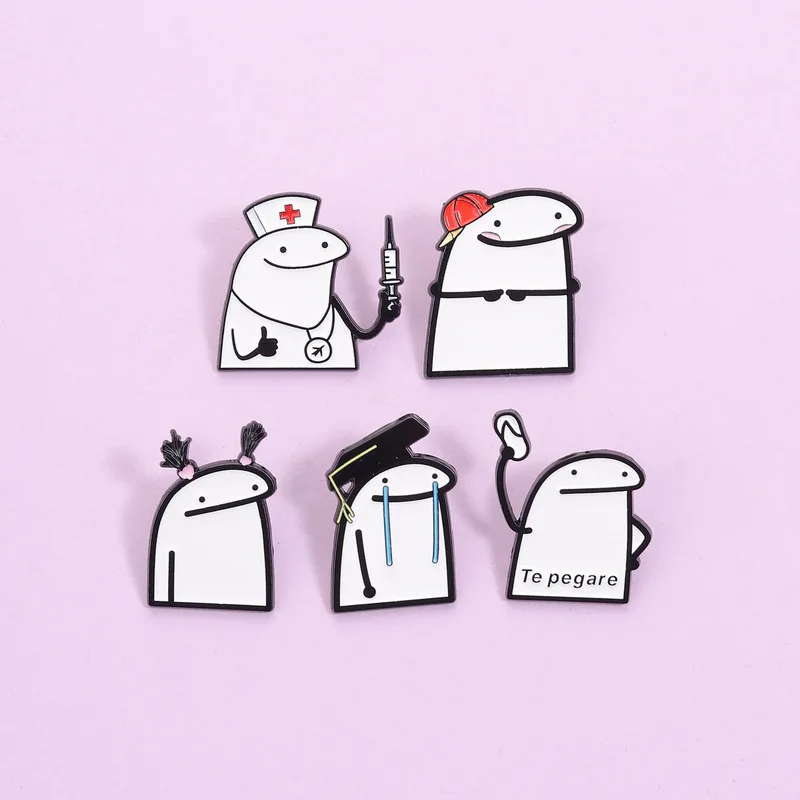 5pcs/Set Classic Cartoon Characters Brooch Enamel Pin Metal Pin Badge Shirt Brooches for Men Woman Jewelry Gifts