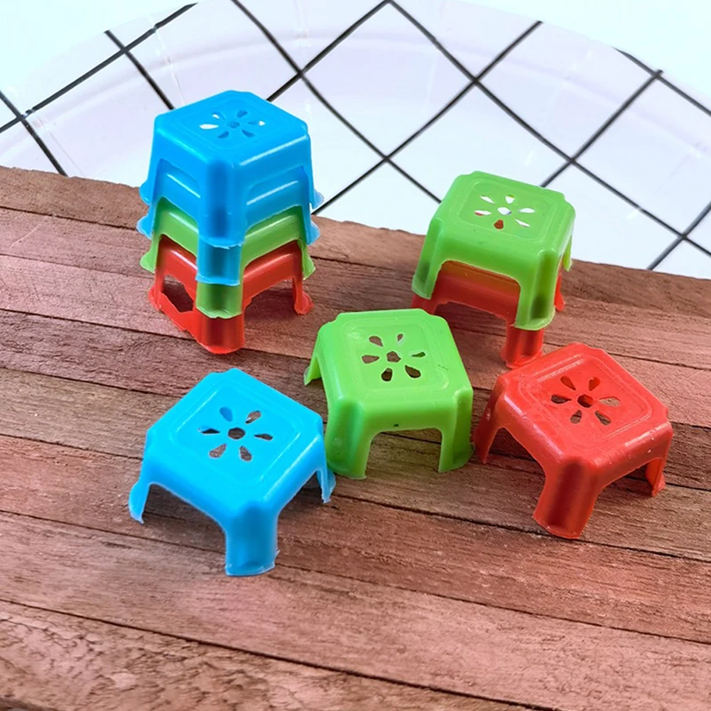 10Pcs 1:12 Dollhouse Miniature Furniture Chair Stool Model Toys for Mini Decoration Dollhouse Accessories