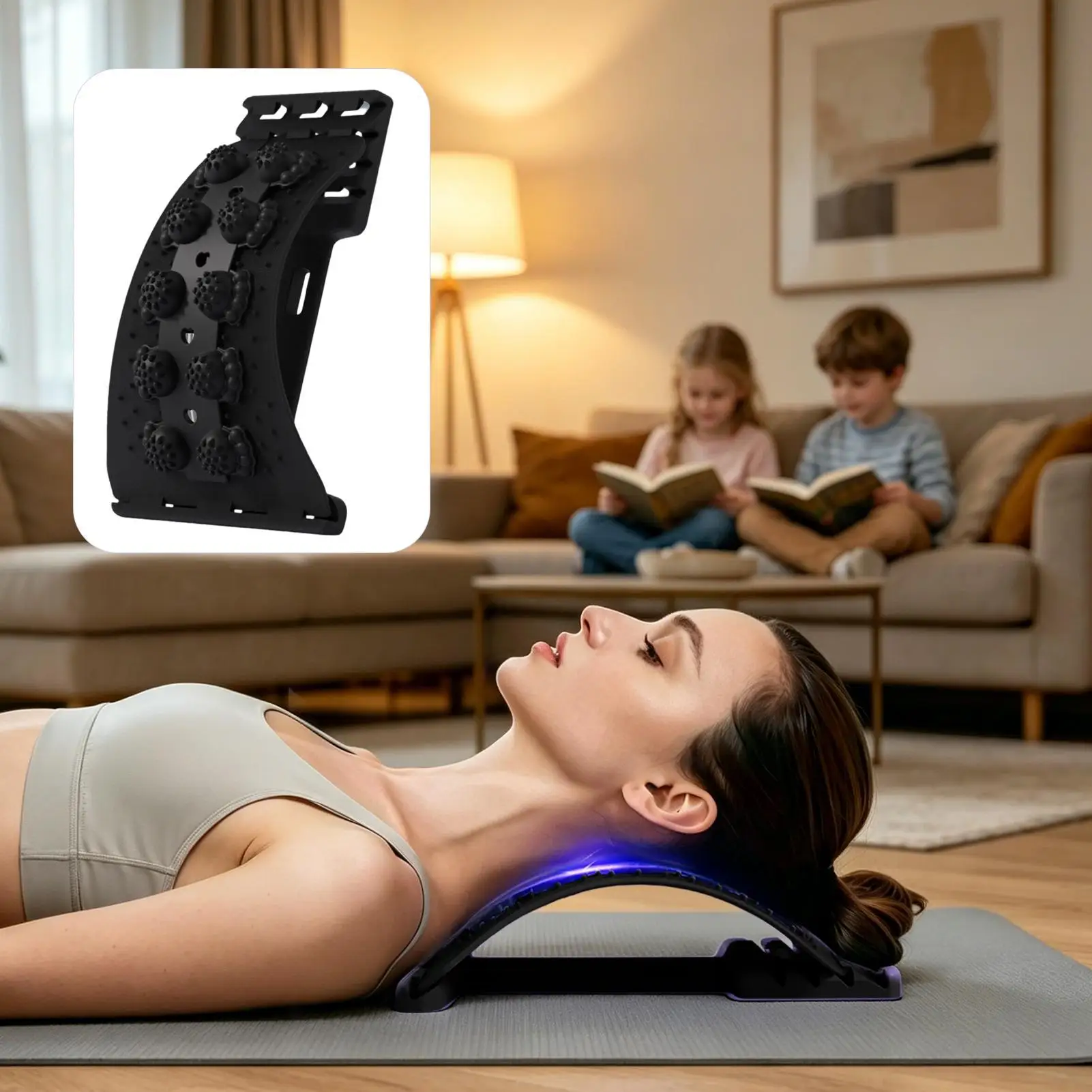 Lumbar Back Stretcher 4-Level Adjustable Ergonomic Stretcher Back Massager For Women Home Yoga Massage Health Spine Alignment