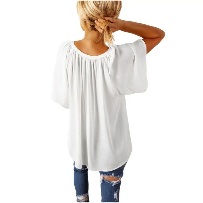 Summer New Loose V-neck Top Casual Women's T-shirt Chiffon Shirt Trf 2024 Women Blouse Types Women's Stylish Blouses Sacai Hanfu