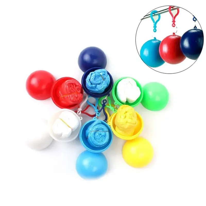 

Portable Rain Coat Ball Disposable Raincoat Household Daily Camping Fishing Travel Emergency Rain Poncho Keychain Rain Gear