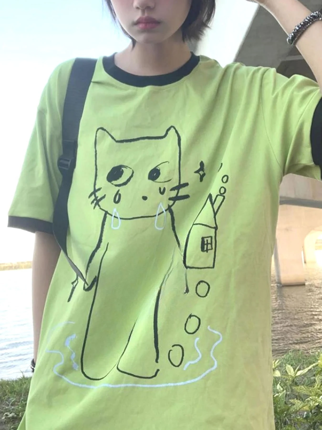 Image of Y2k Sommer Damen Koreanisch Japanisch Harajuku Kurzarm E-Girl Anime Cartoon T-Shirts Ästhetische Übergroße Kawaii T-Shirts Tops Kleidung