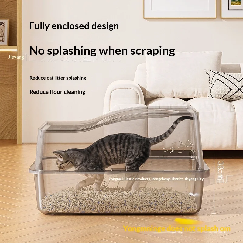 Caja de arena para gatos XL inox cerrada antisalpicaduras - imagen 4