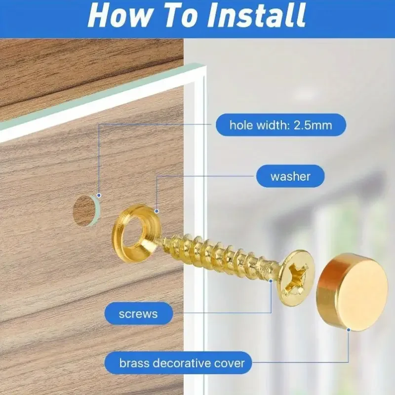 Washer Fasteners Furniture Hardware 16 Sets Sign/Advertising Nails Decorative Mirror Screw Cap Nails Screw Covers W/screw