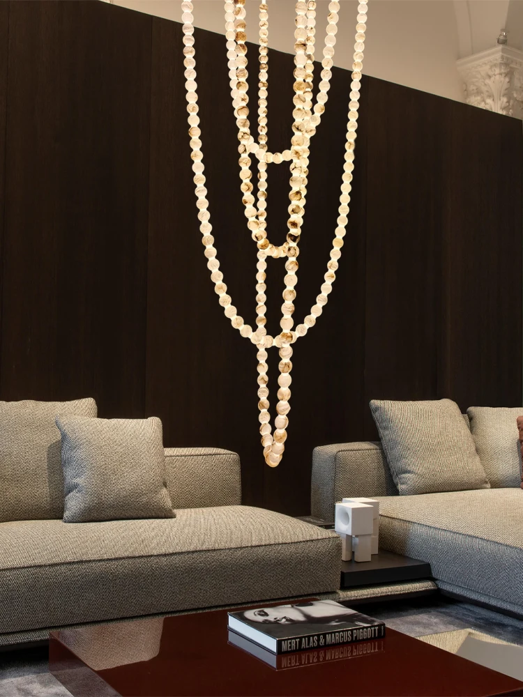 

Natural Marble Ball Drop High Ceiling Pendant Light Alabaster Hanging Lamp Suspension Luminaire Lampen For Foyer Dinning Room