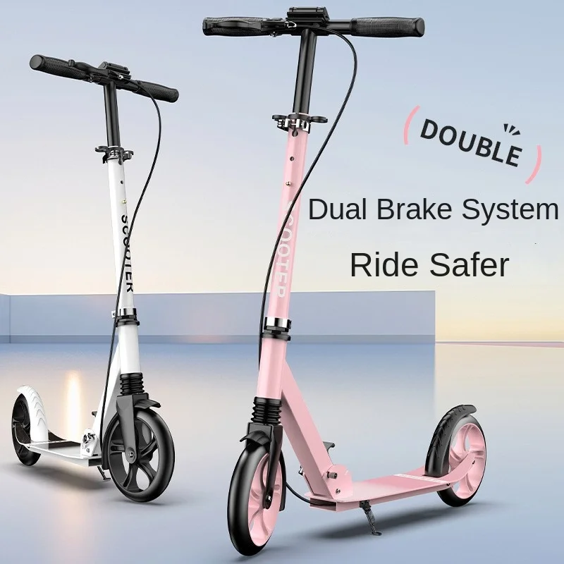 TULX Folding Two Wheeled Scooter With Dual Brake System High Carbon Steel Frame Wear-resistant Tires Smooth And Stable Riding