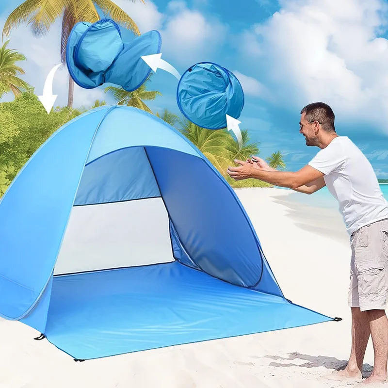 

Super Quick Pop Up Beach Tent, Auto Sunshade Canopy, Portable Outdoor Shade for Beach Use
