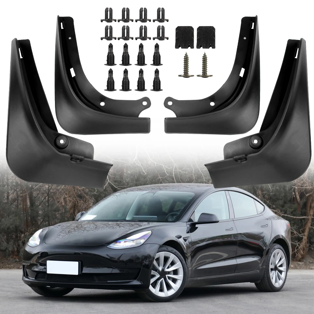 Spatbeschermers Beschermspatbord Voor Tesla Model 3 2016-2021 4 Stks/set Spatlappen Auto-Accessoires Voor Achterwiel Spatbord