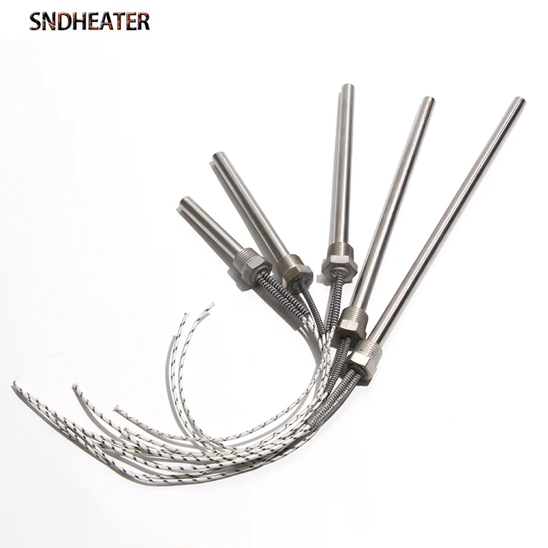 SNDHEATER 1KW Thread Single Head Electric Tube DN15/21mm(1/2") 201SS Tube 12x100-200mm Cartridge Heater 110/220/380V 1pc