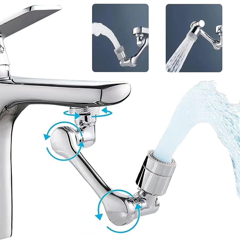 720/1080 °   Grifo de rotación Universal, cabezal rociador de modo Dual, lavabo, brazo robótico, extensor de grifo, lavabo de baño, grifo a prueba de salpicaduras