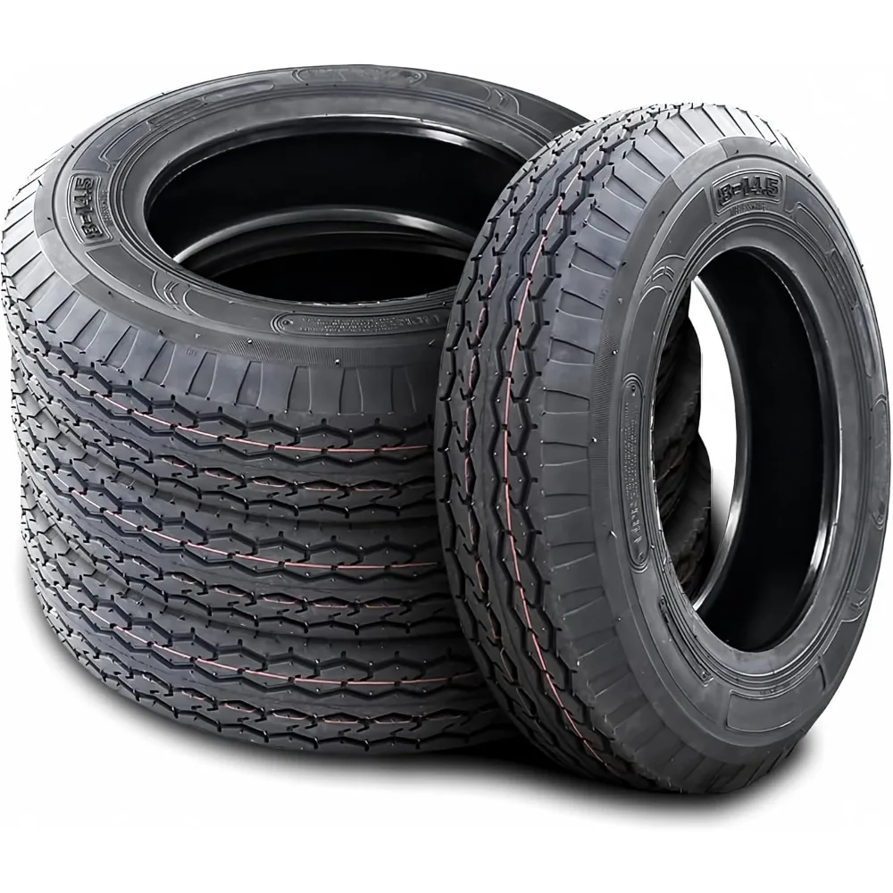 

Premium Trailer Mobile Home Tires Set of 4 ST 8 14.5 8X14.5 Load Range G 14 Ply BSW Black Side Wall