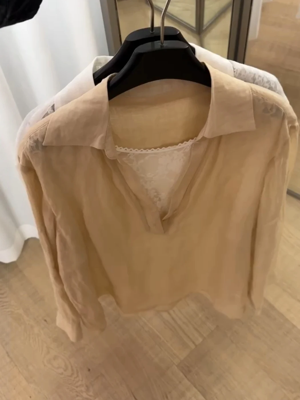 

Lace Patchwork Loose Casual Long Sleeve Shirt Women's Summer New Style Lazy Feelings Loose Fit Leisure Top City Walk Neck