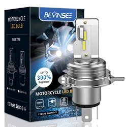 Bevinsee 9003 H4 LED faro de motocicleta fácil instalación sin polaridad H4 LED Moto faro para Honda Toyota 12V 6000K blanco