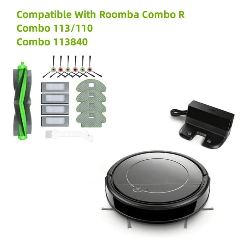 A44F-For Irobot Roomba Combo 110 113 R 113840   R جهاز آلي لتنظيف الأتربة فرشاة جانبية رئيسية فلتر Hepa ممسحة قماش استبدال أجزاء