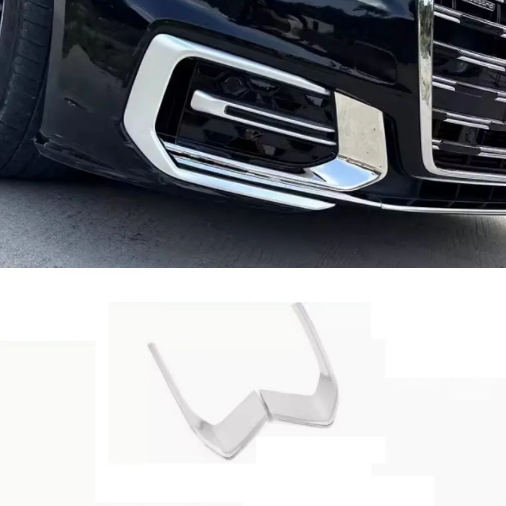 Front bumper stainless steel fog lamp decorative cover For Audi A6 C8 2019-2024 Sports version