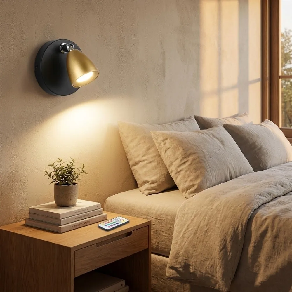 Magnetic Suction Magnetic LED Spotlight 13 Colors Rotatable Head Wireless Night Light Battery Operated with Remote Control