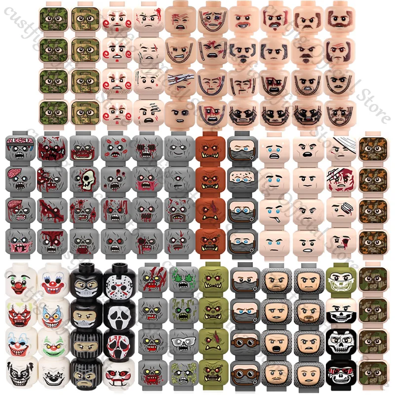 City Halloween Joker Zombie Bandit Orc Figure Facial Expression Building Block Terror Film Special Force Soldier Bricks Kids Toy