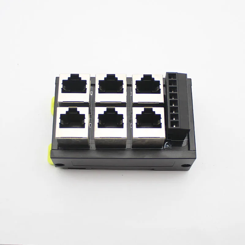 RJ45 to screw 8P8C Jack 6-Way Buss Breakout Board Terminal Block, Connector DIN rail mounting RJ45 connector