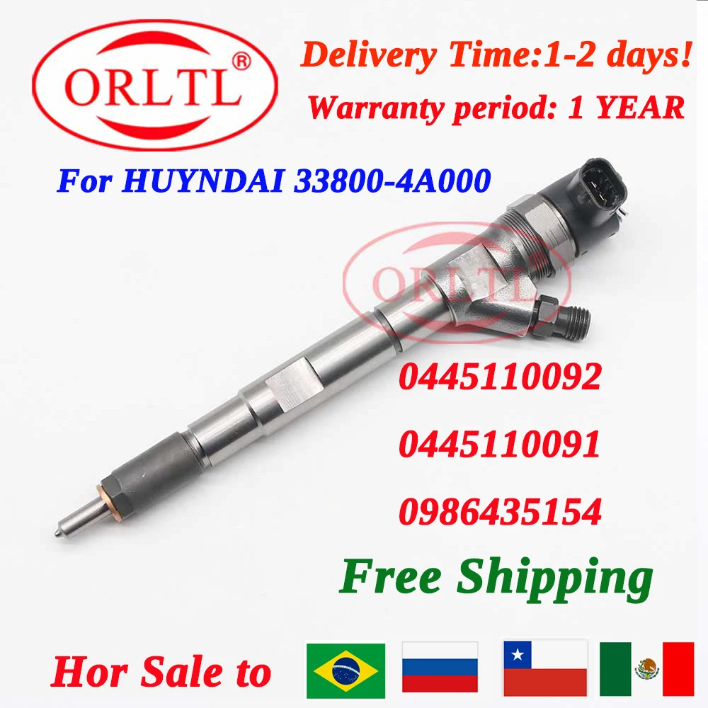 Free Shipping ORLTL 0445110091 Car Auto Accessoires 0445110092 Fuel Injector Diesel Nozzle 0 986 435 154 For HUYNDAI 33800-4A000