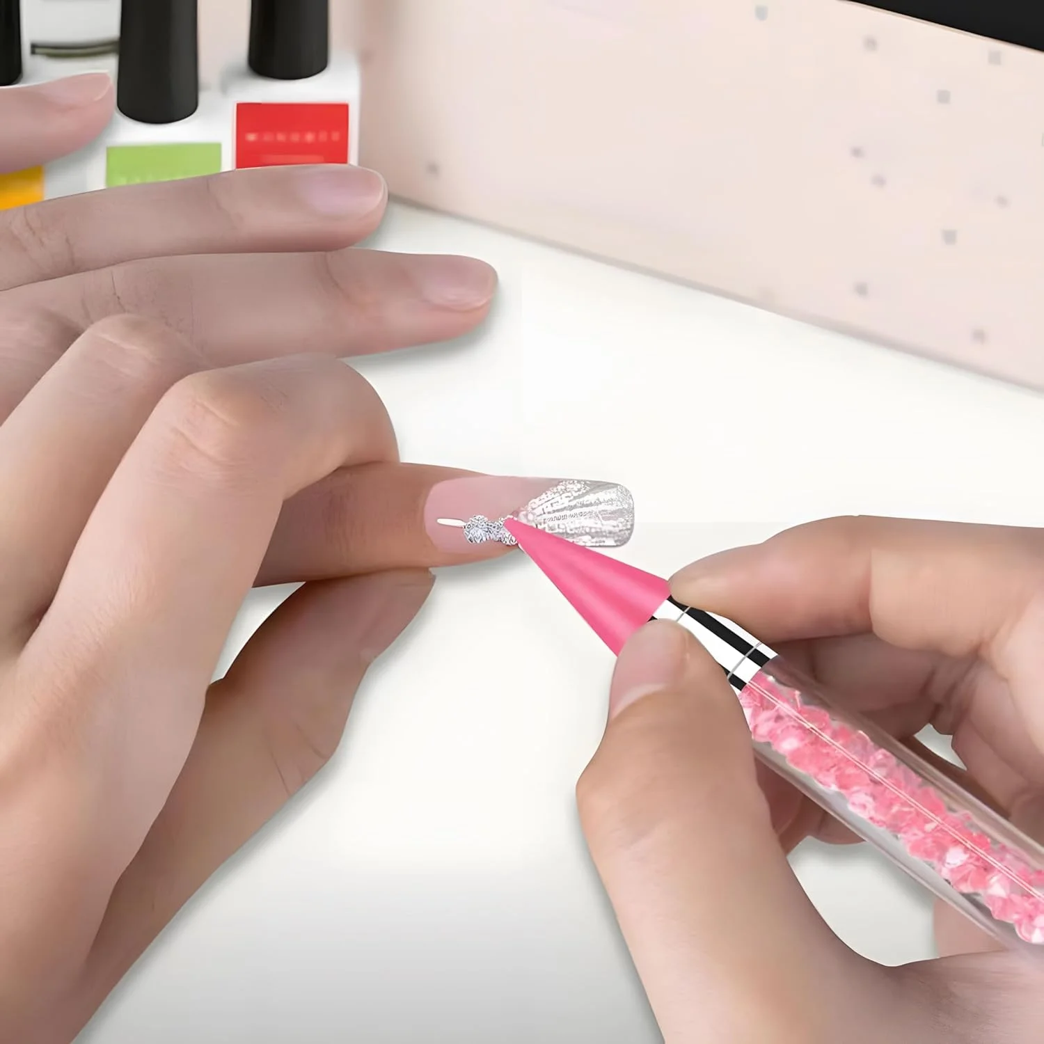 Convenient, Stylish DIY Nail Art Gem Pickup Kit with Easy-to-Use, Sparkling Rhinestones - Rhinestone Picker Tool Set Includes 2